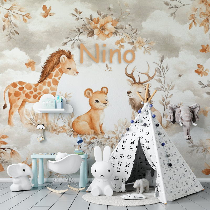 Papier peint prenom chambre enfant tapisserie murs