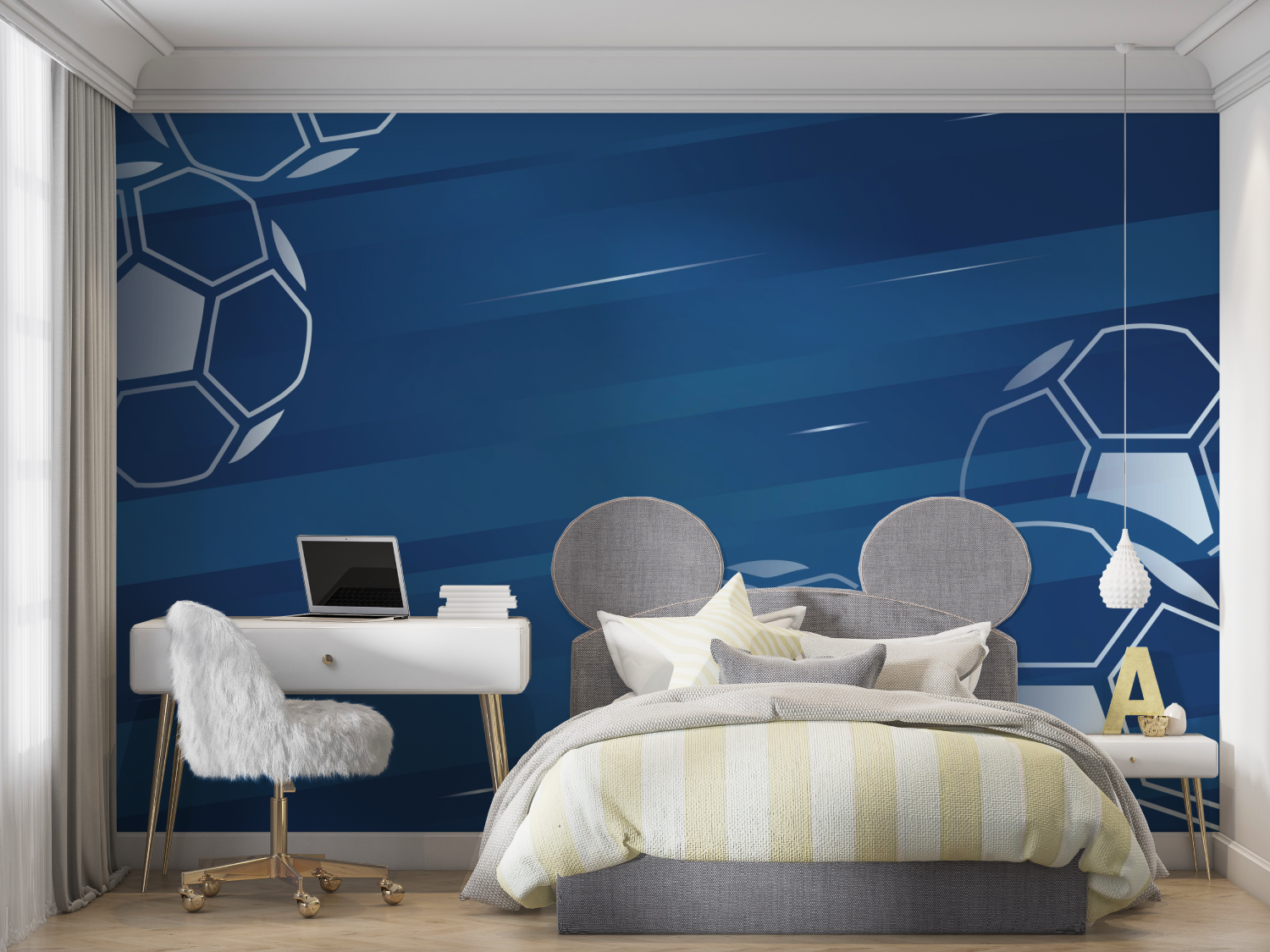 Papier peint bleu foot mur chambre panoramique
