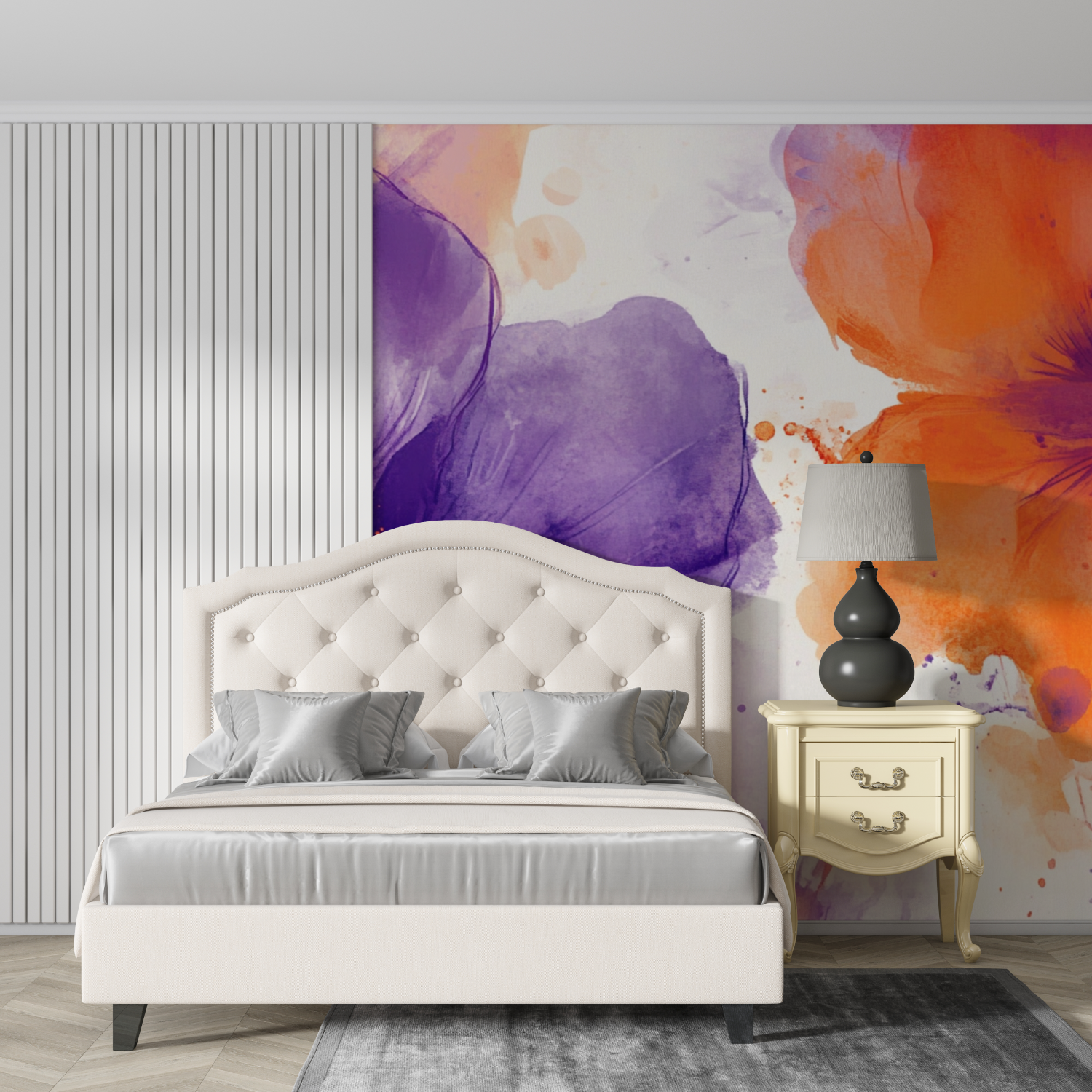 Papier peint aquarelle motifs floraux abstraits design