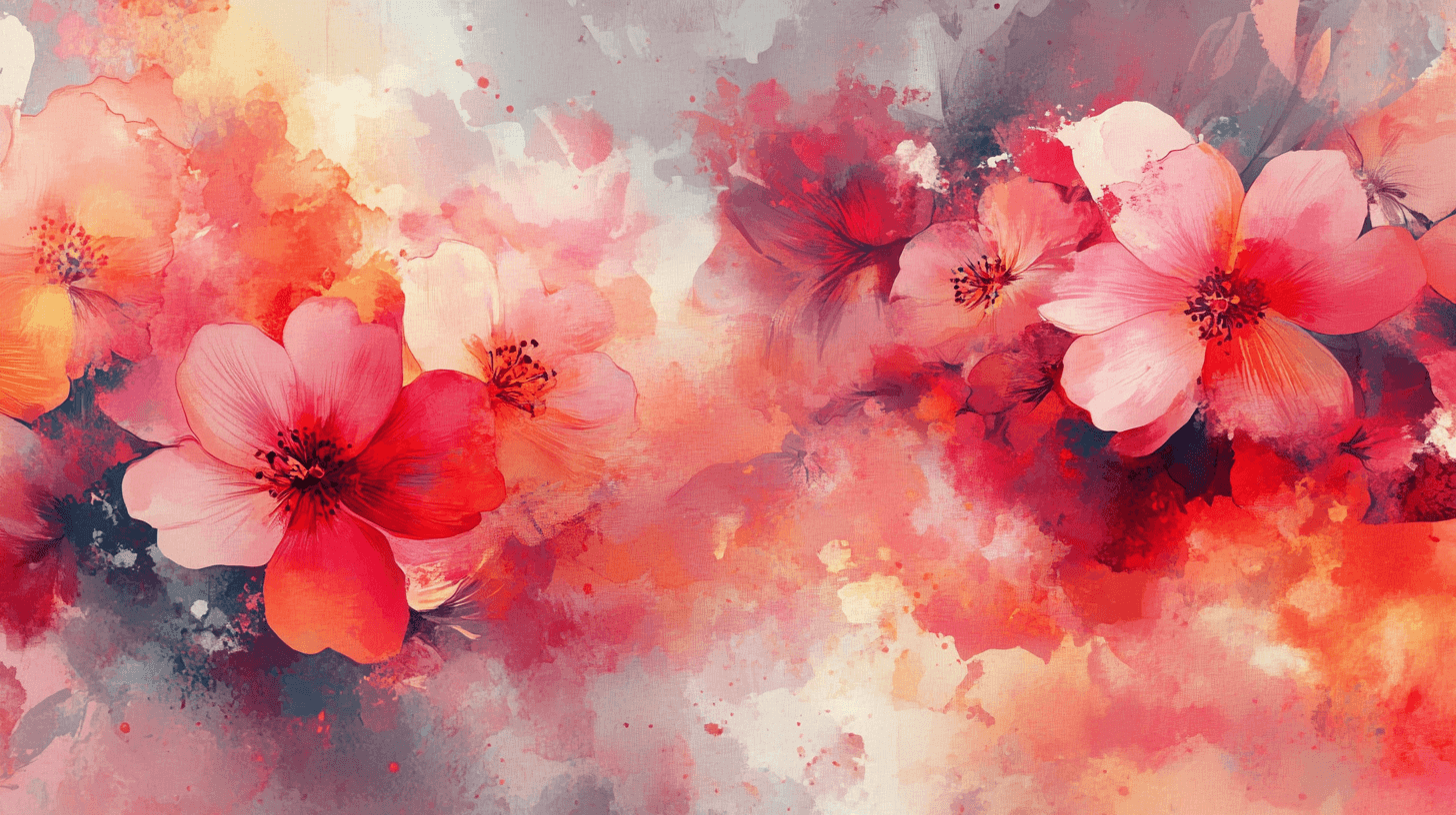 Papier Peint Aquarelle Fleurs Colorées Abstraites