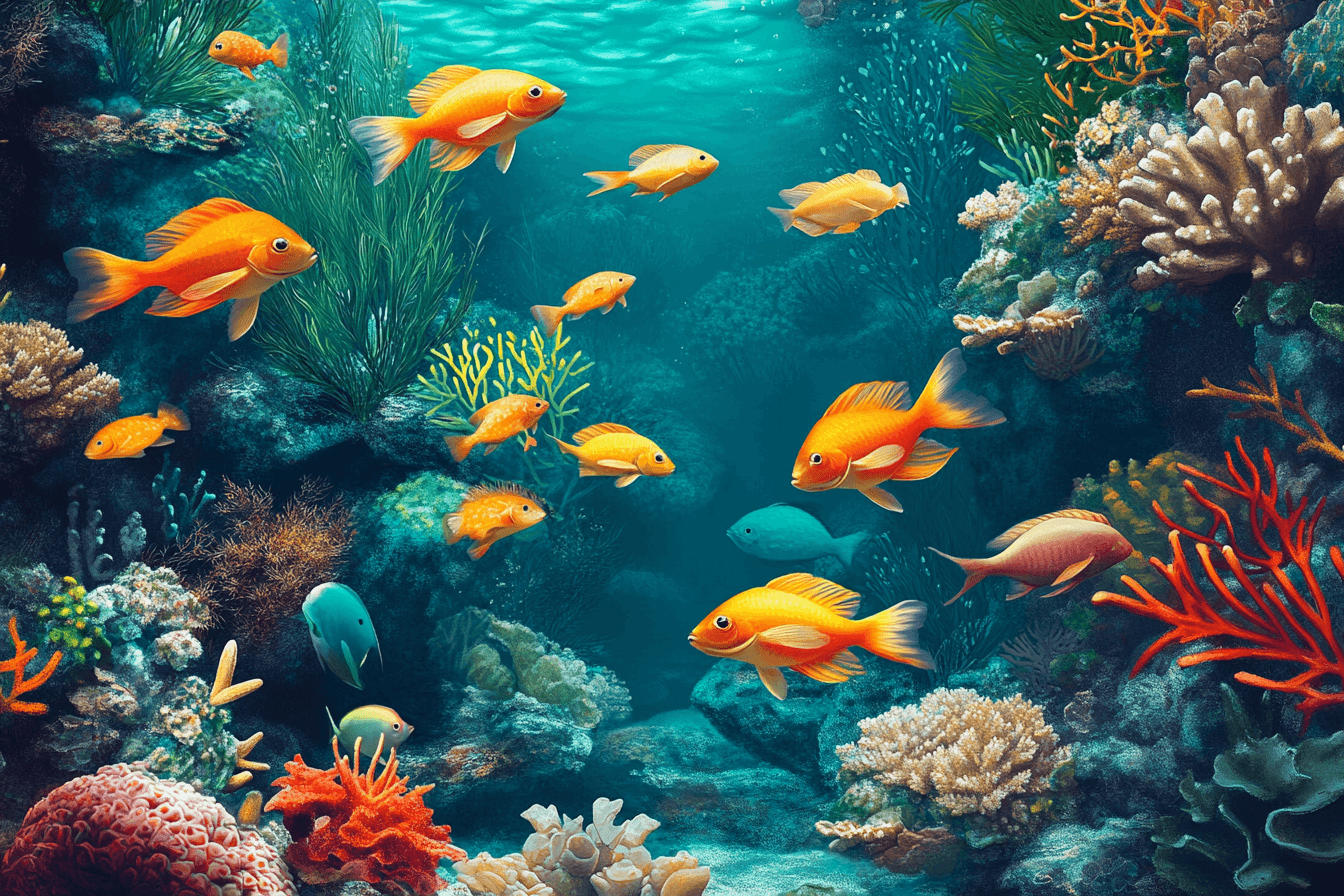 Papier Peint Marin Joyeux Poissons