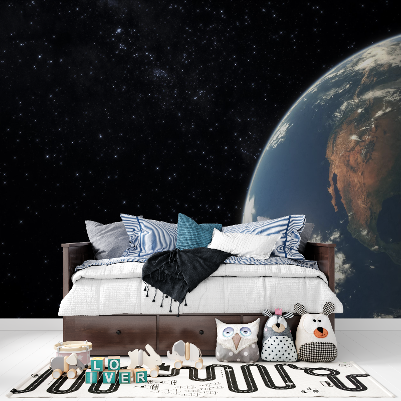Papier peint planette terre espace tapisserie pour ado