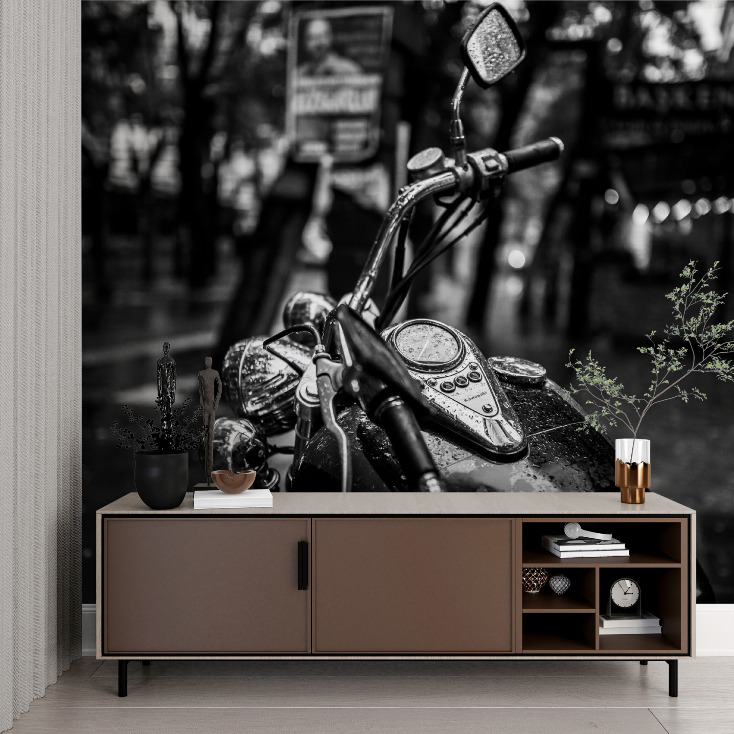 Papier peint moto harley davidson noir et blanc imprime