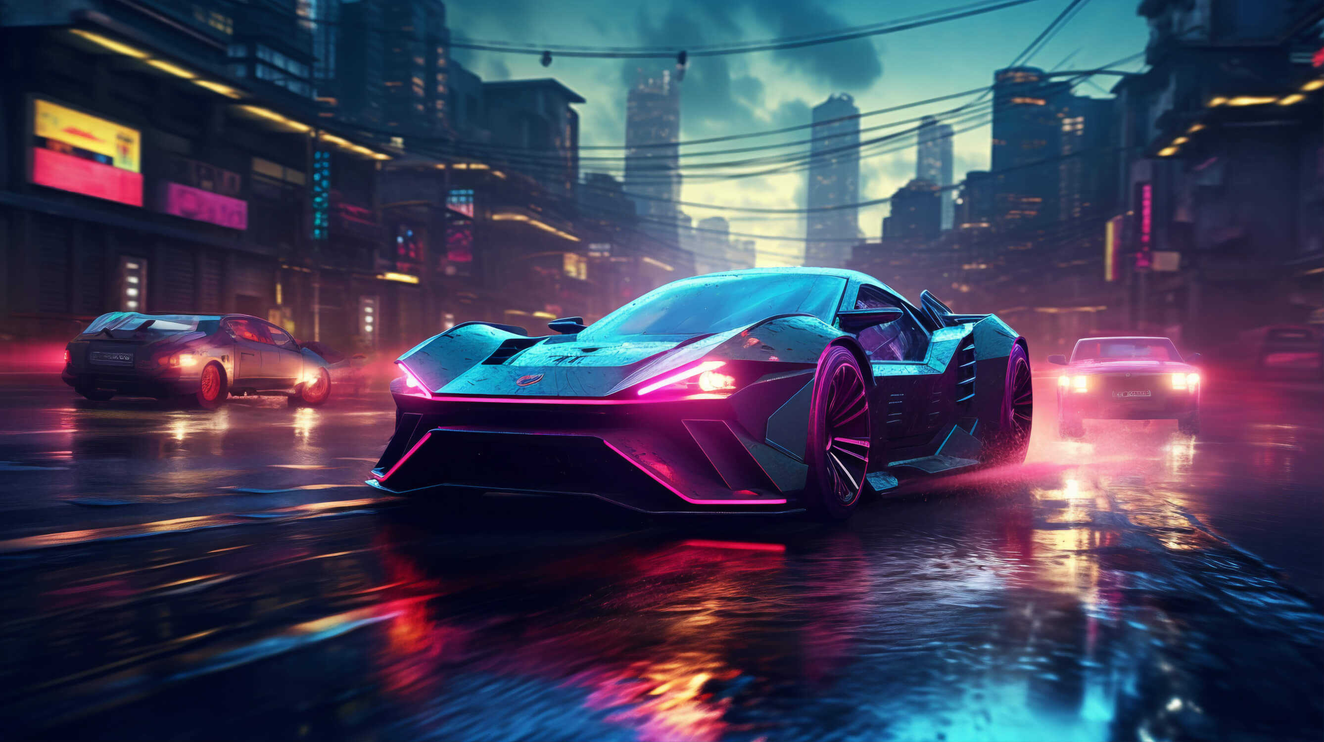 Papier Peint Voiture De Sport En Neon