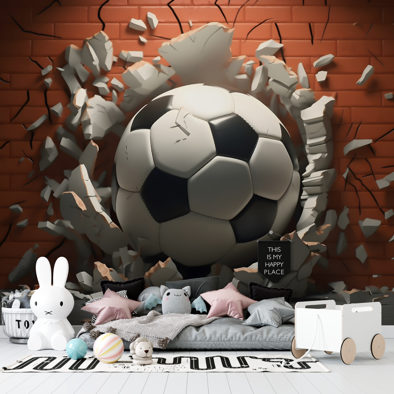 Papier peint 3d foot garcon tapisserie garcon
