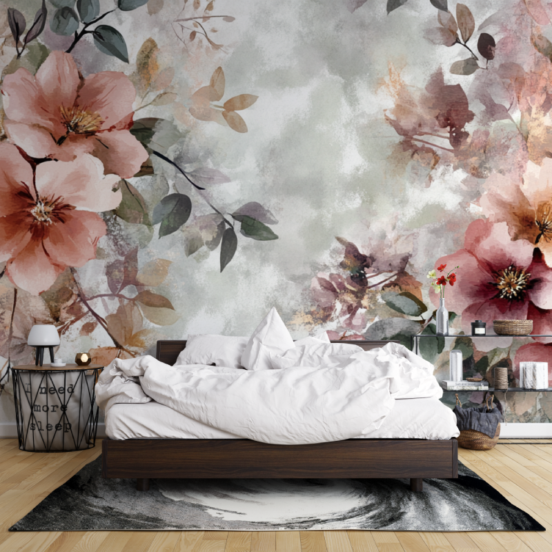 Papier peint aquarelle fleurs e...s bohemes leroy merlin mur