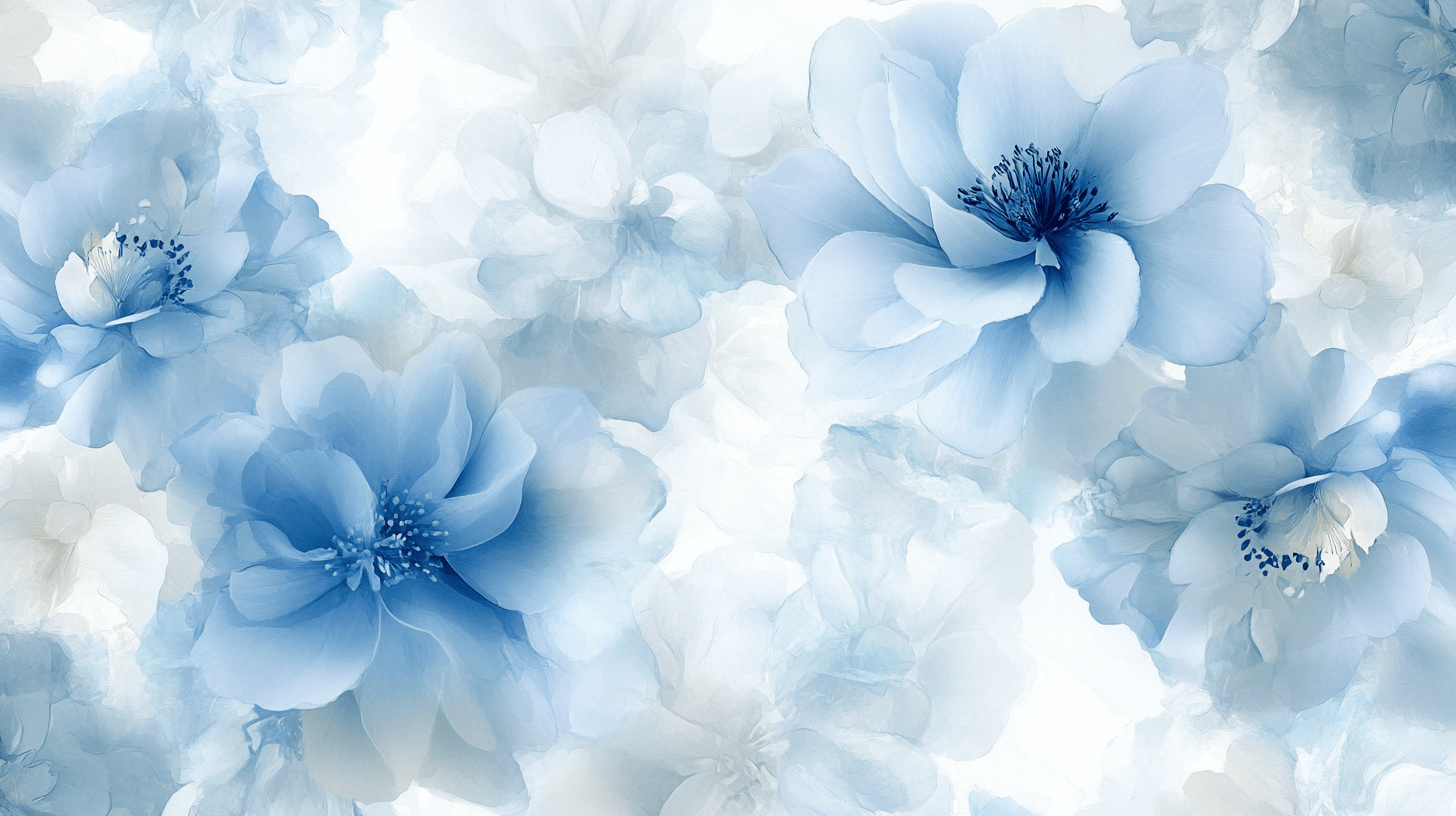 Papier Peint Aquarelle Fleurs Bleues Délicates