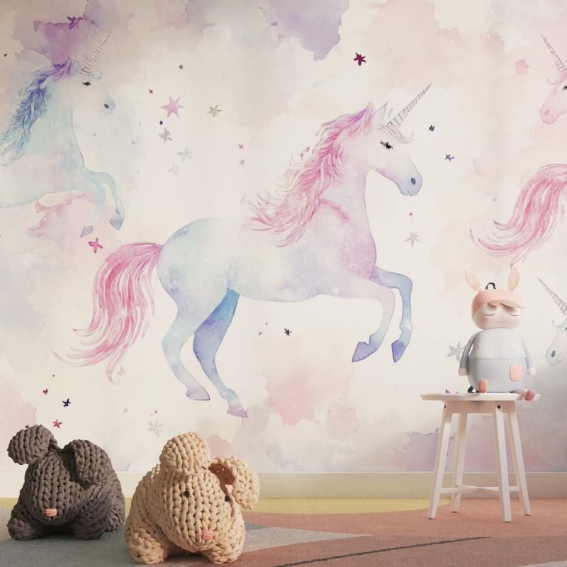 Papier peint motifs licornes ch...ebes tapisserie pour fille