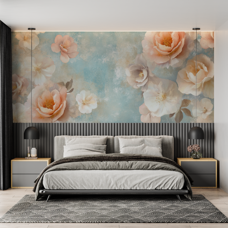 Papier peint aquarelle fleurs s... avec texture mural adulte