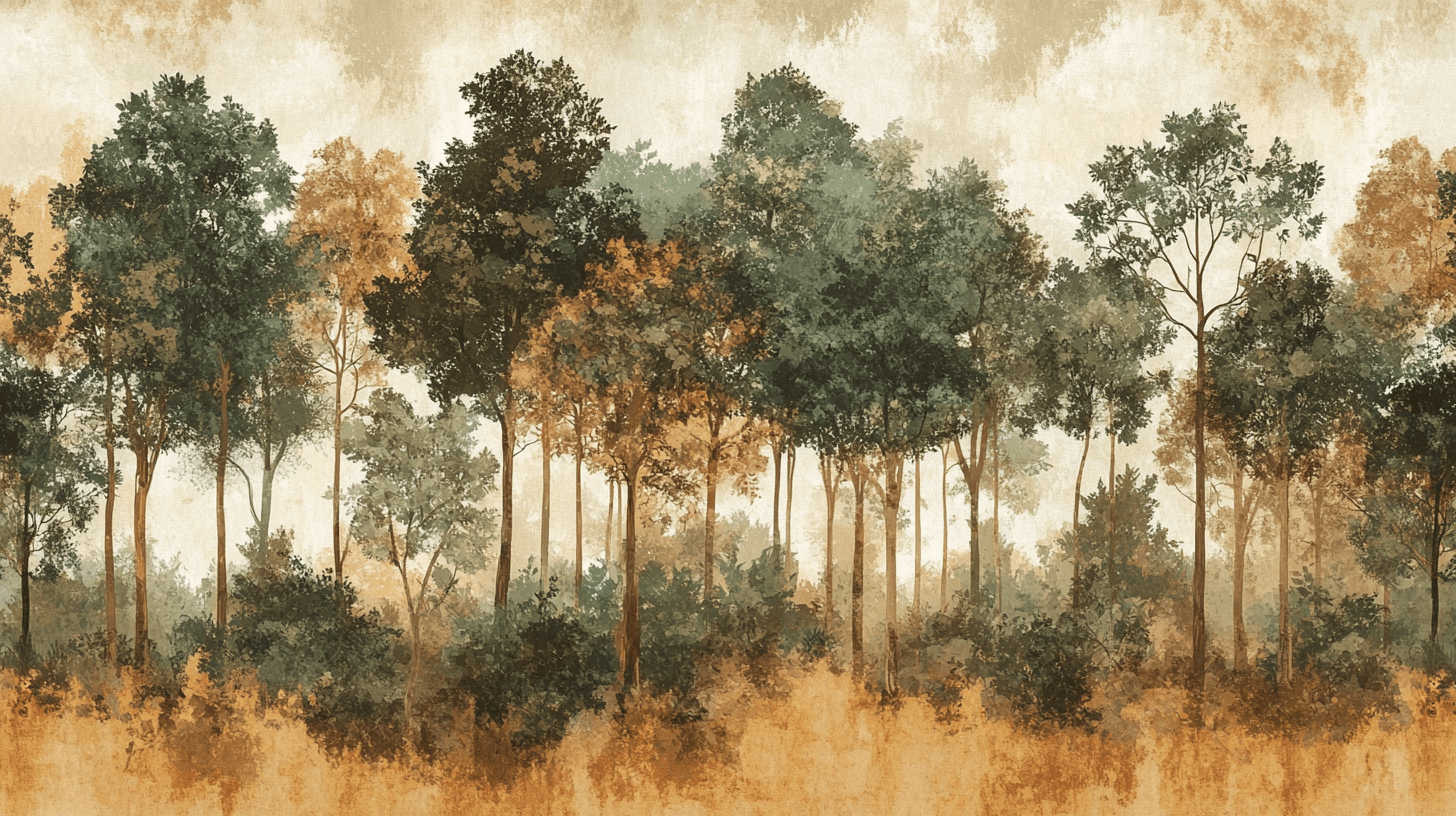 papier peint foret terracotta