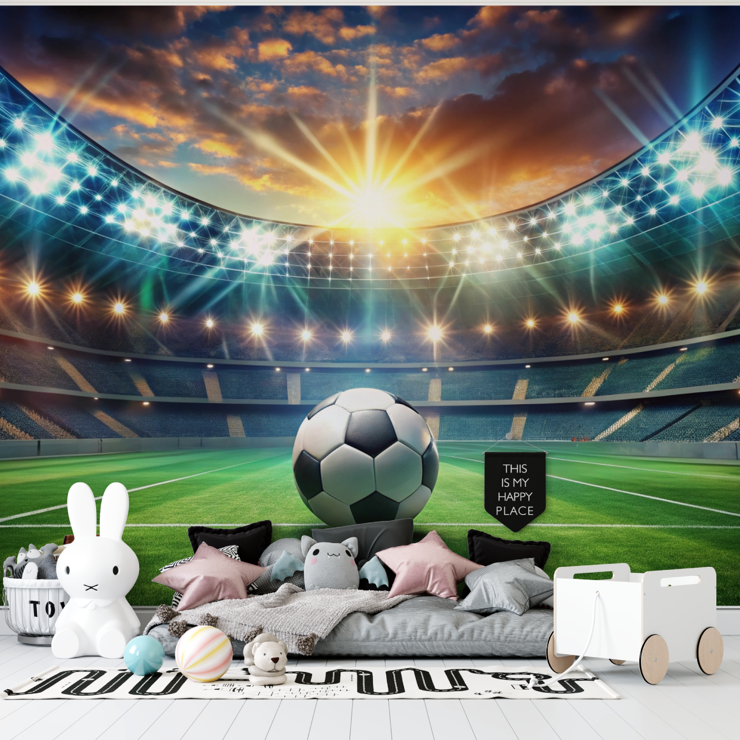 Papier peint stade de foot tapisserie garcon