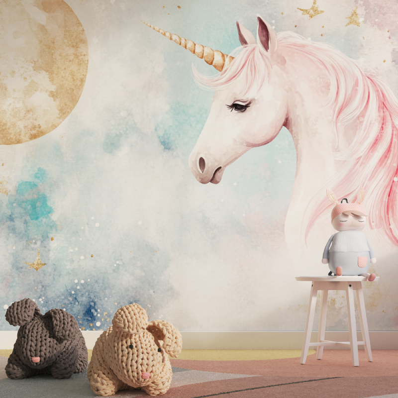 Papier peint tete de lit licorn...iere tapisserie pour fille
