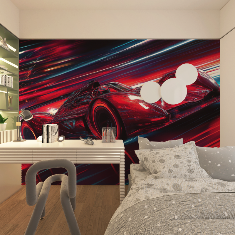 Papier peint gamer panoramique ... rouge chambre adolescents