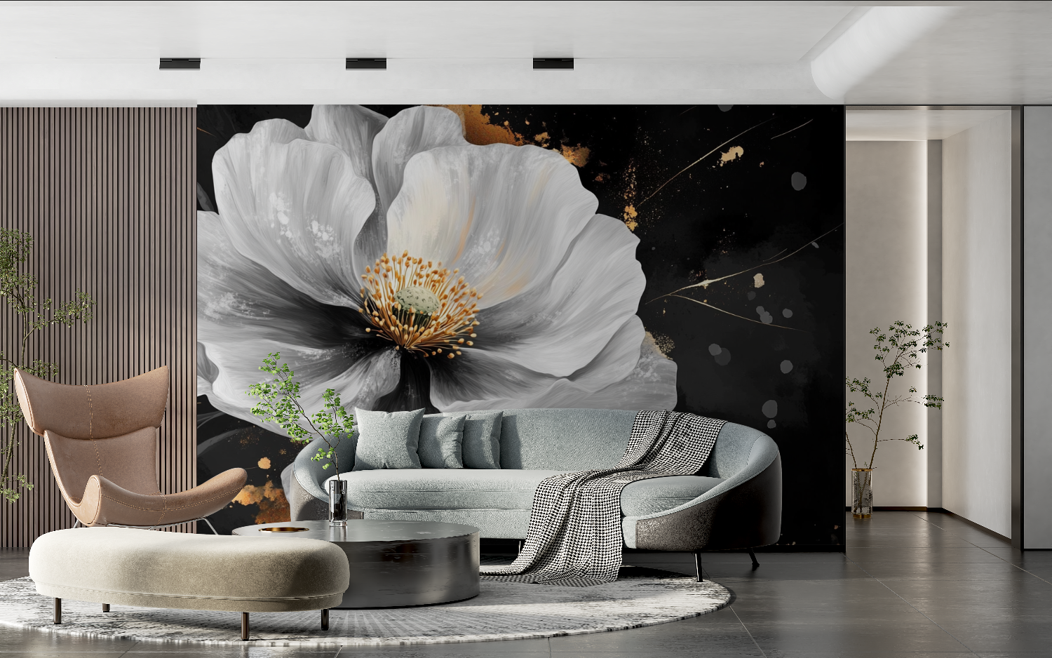Papier peint aquarelle grande f...e expressive tendance 2024