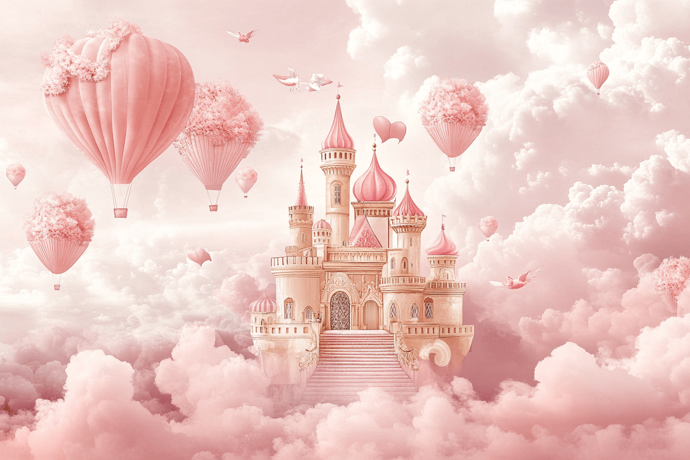 Papier Peint Princesse Montgolfières Château