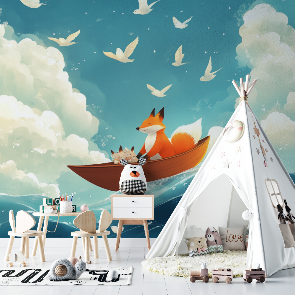 Papier peint marin renard chambre bebe