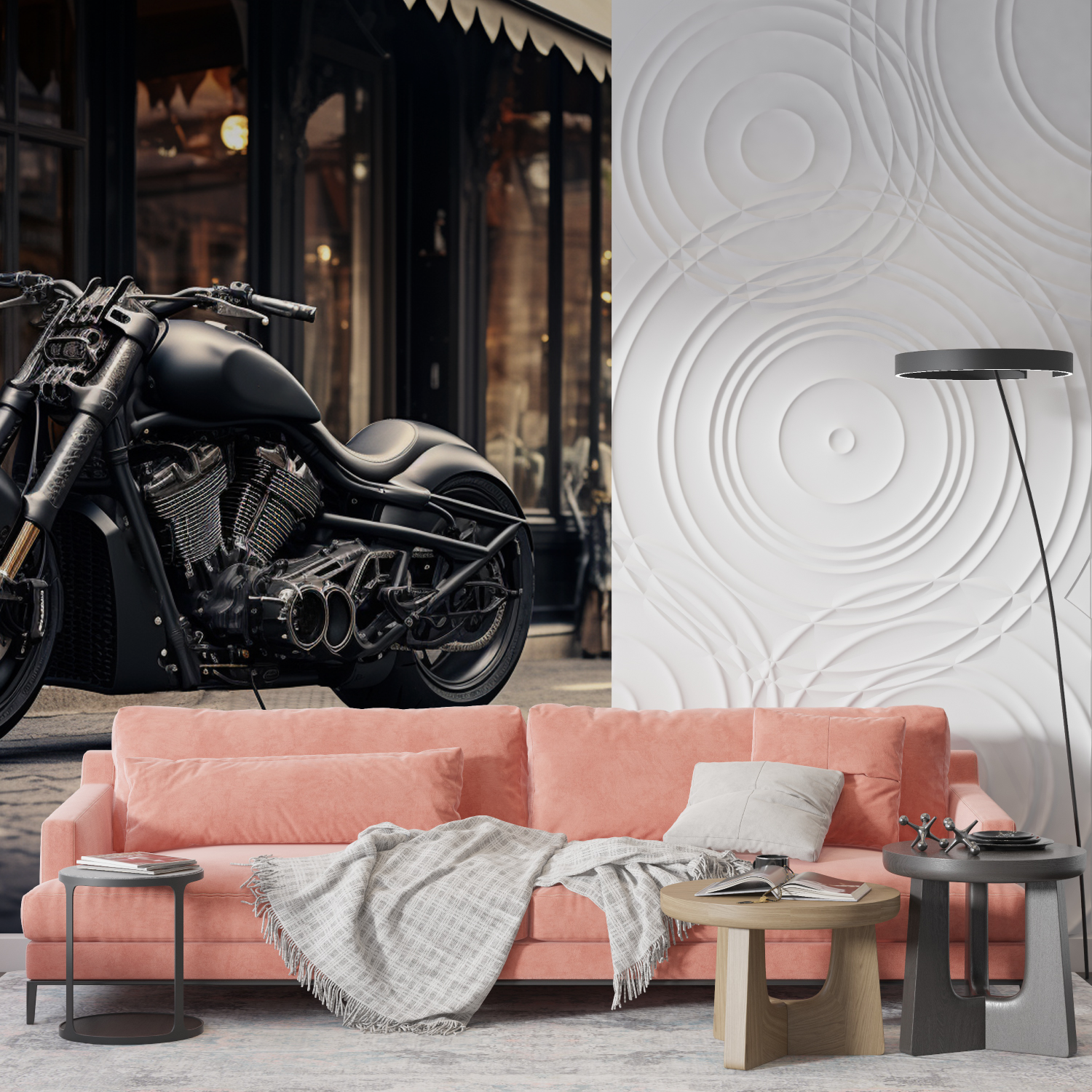 Papier peint panoramique moto harley davidson mur
