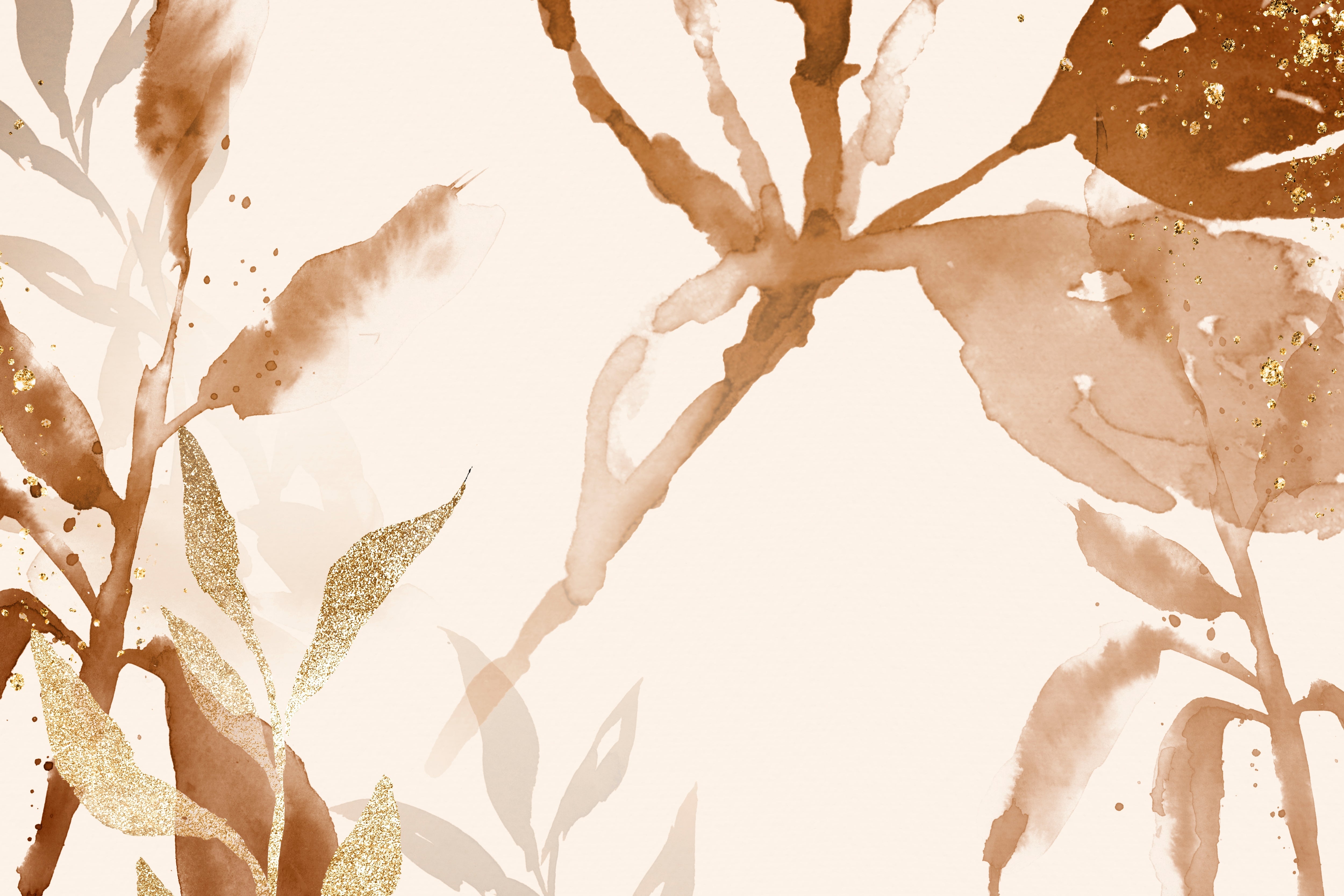 Papier peint bébé ton neutre feuilles