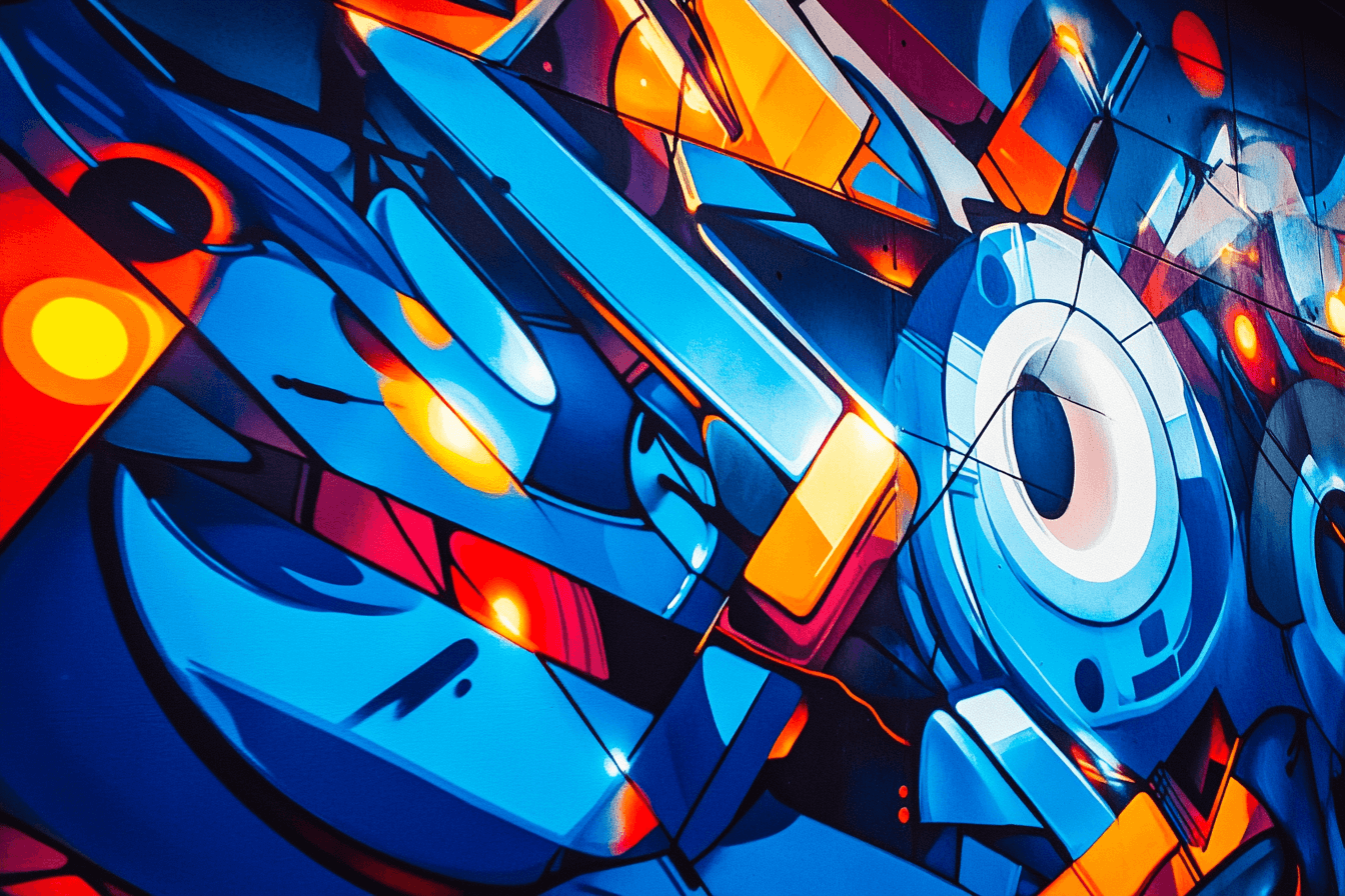 Papier Peint Blue Electro Graffiti