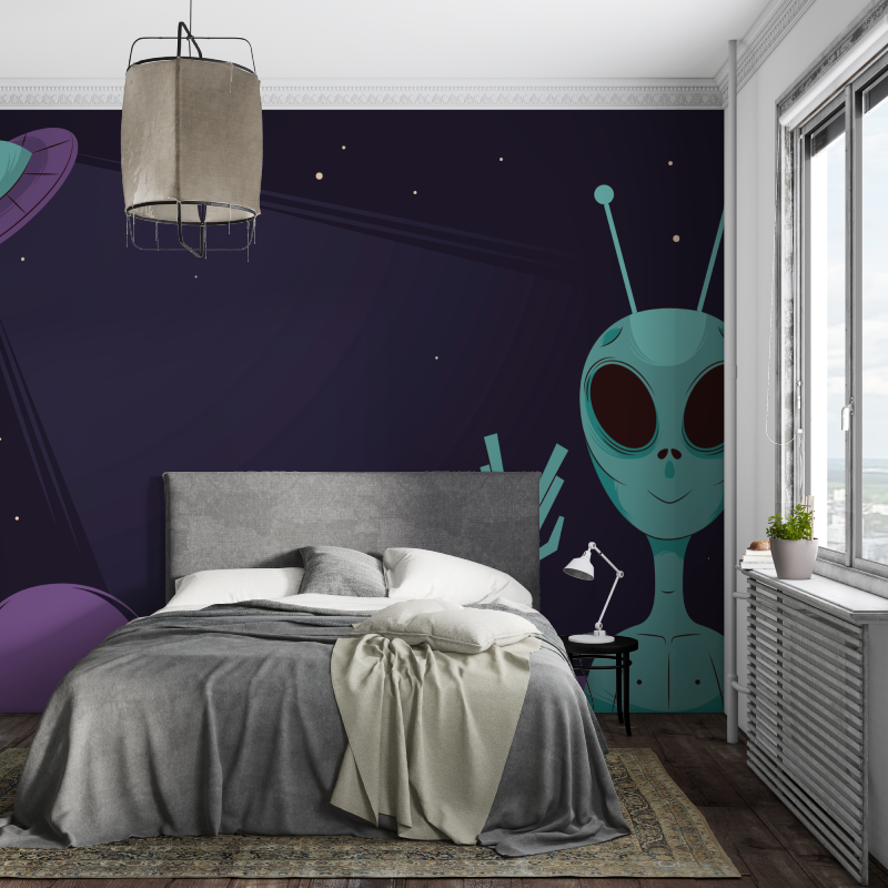 Papier peint espace ovnis piece ados