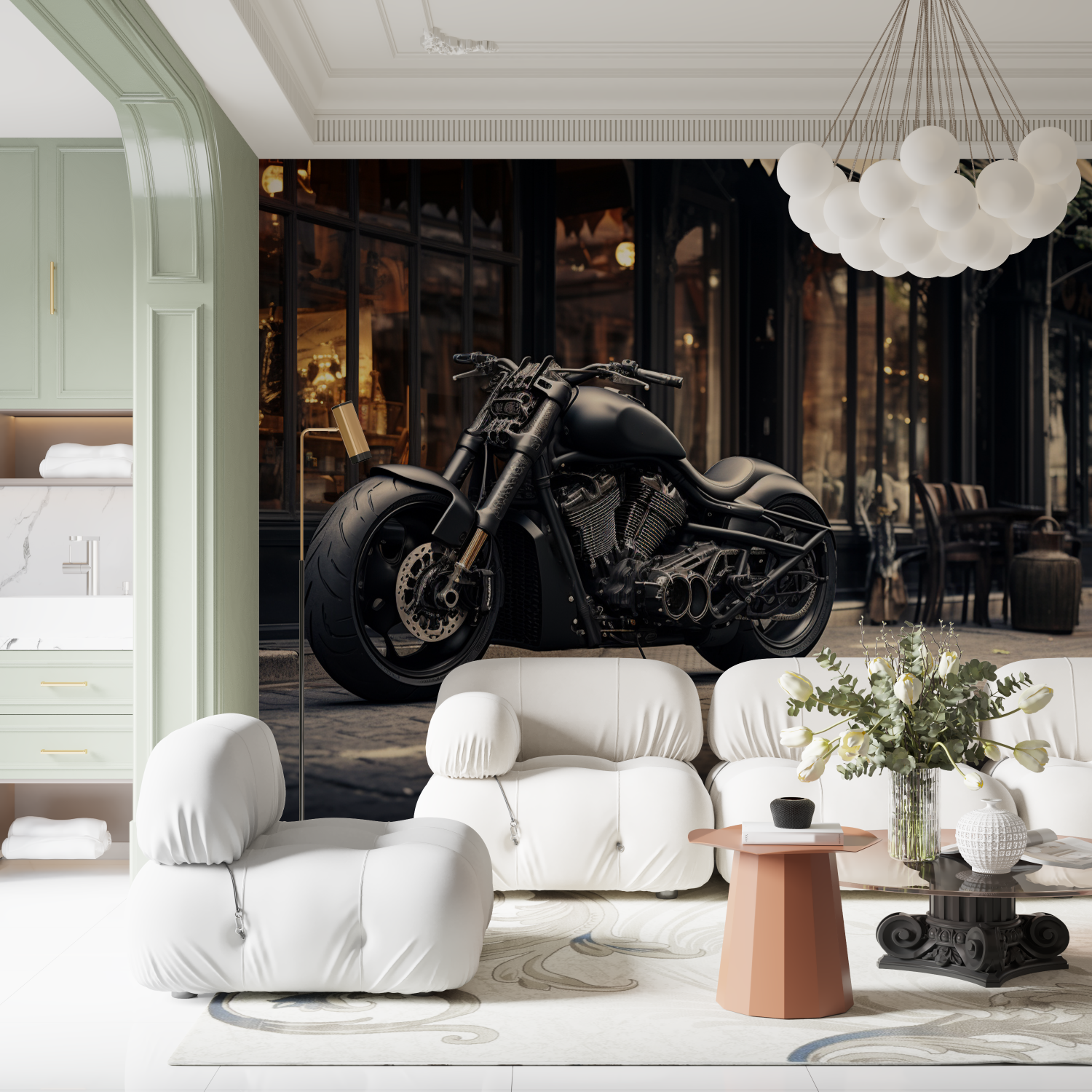 Papier peint panoramique moto harley davidson contemporain