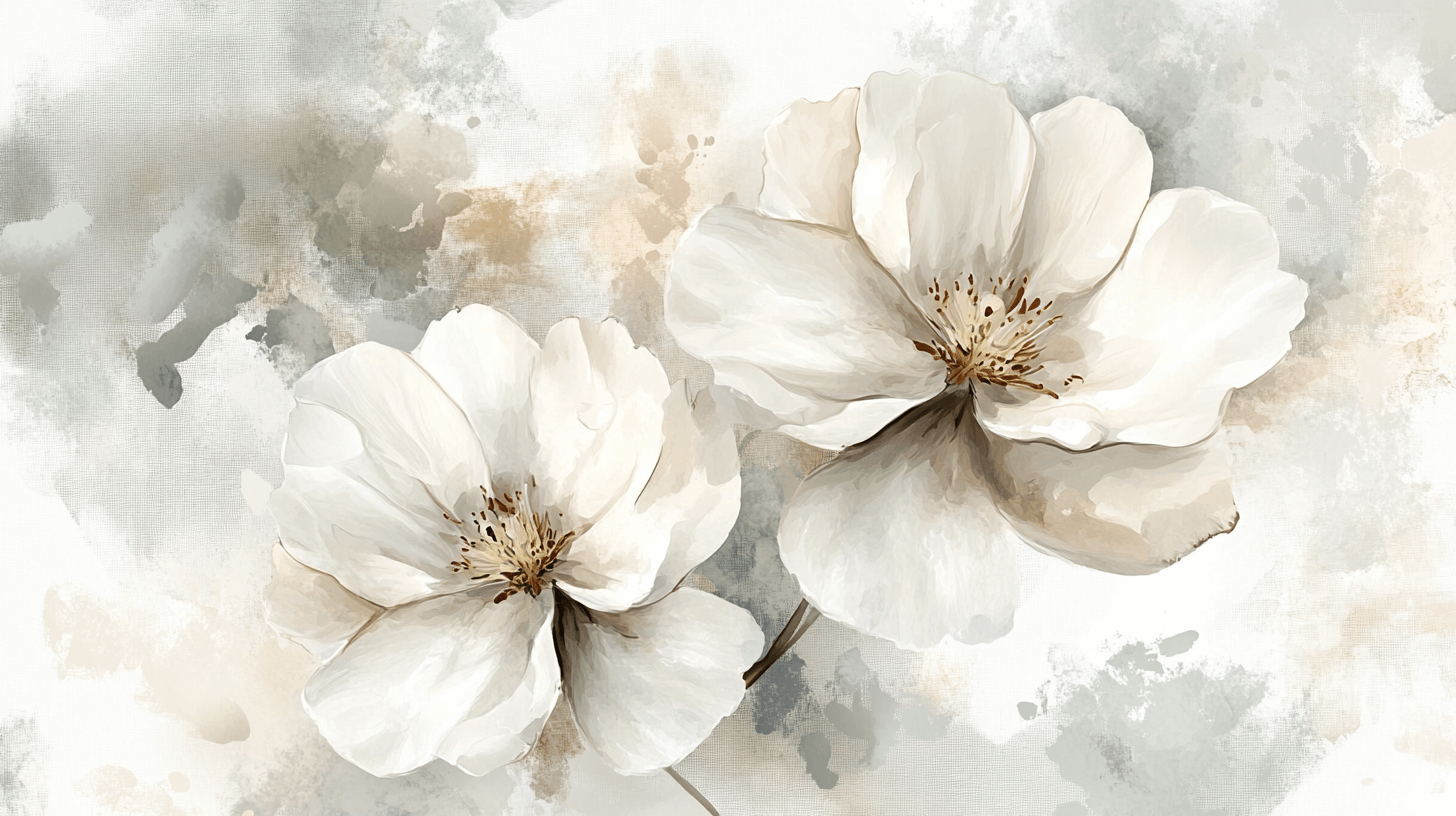 Papier Peint Aquarelle Grande Fleur Blanche