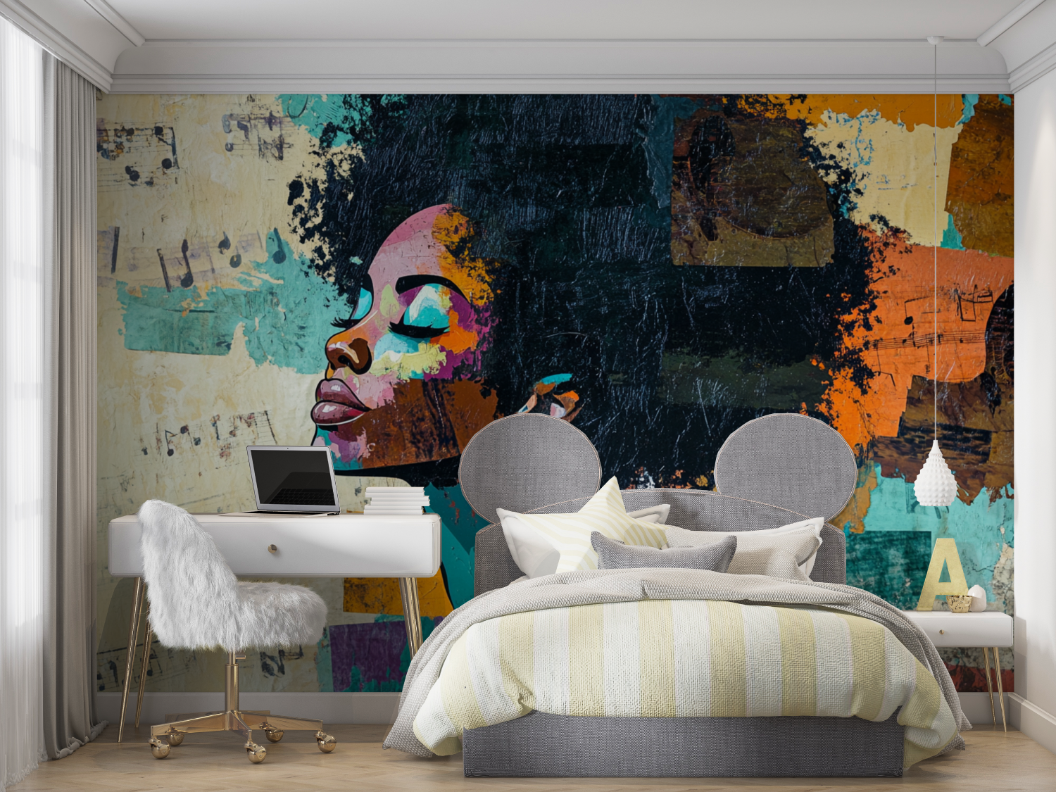 Papier peint coupe afro mur chambre panoramique