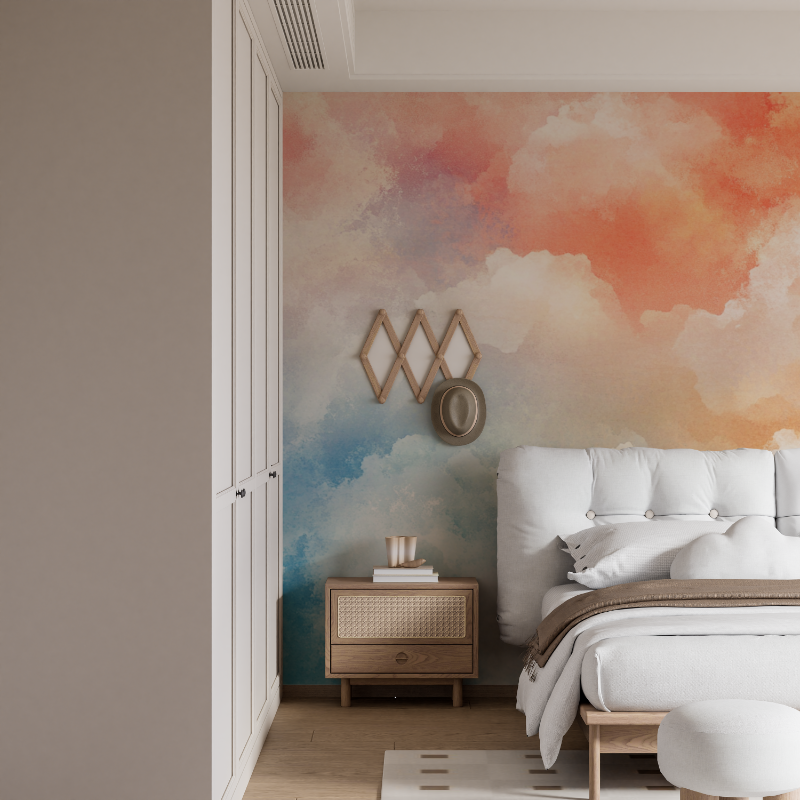Papier peint aquarelle horizons flottants mural