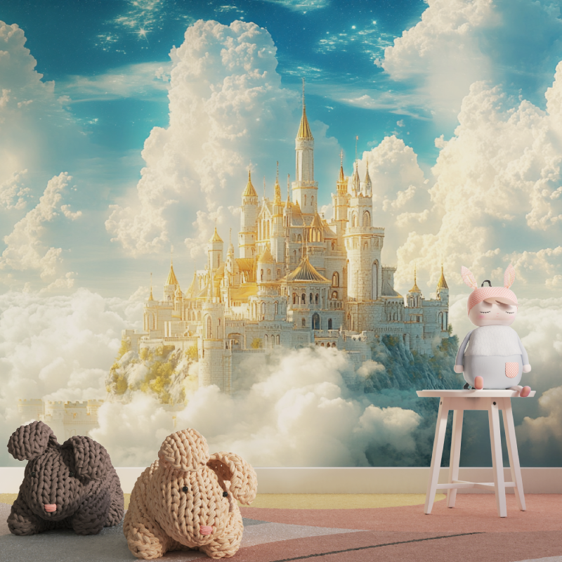 Papier peint princesse chateau de reve tapisserie pour fille