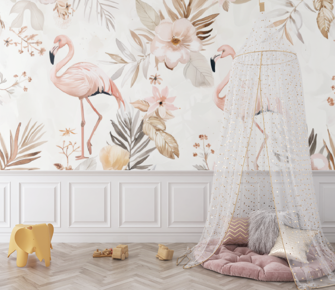 Papier peint bébé Flamant rose - bebe unisexe
