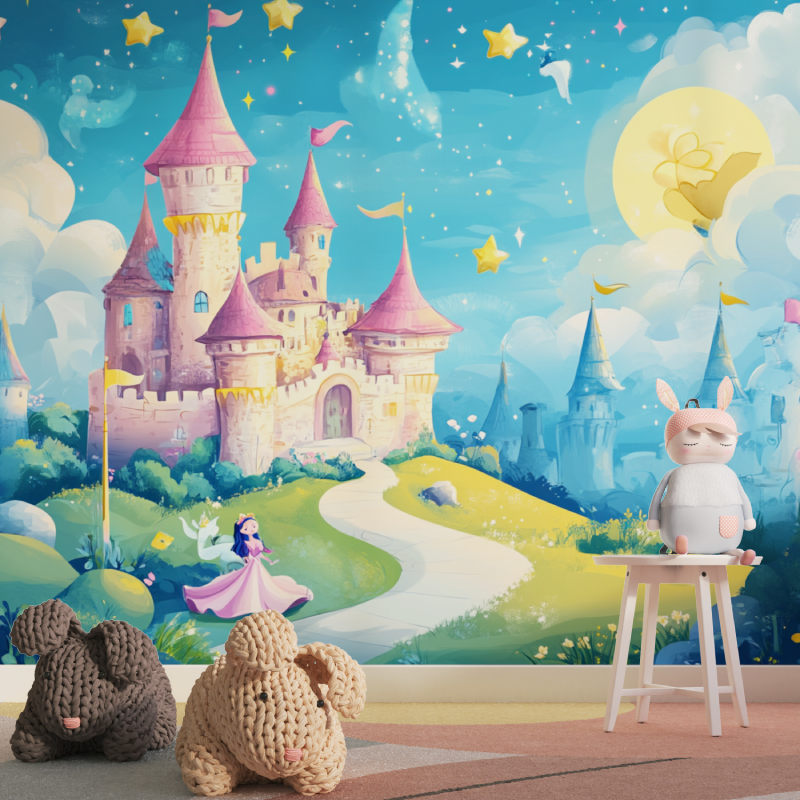 Papier peint princesse univers magique tapisserie pour fille