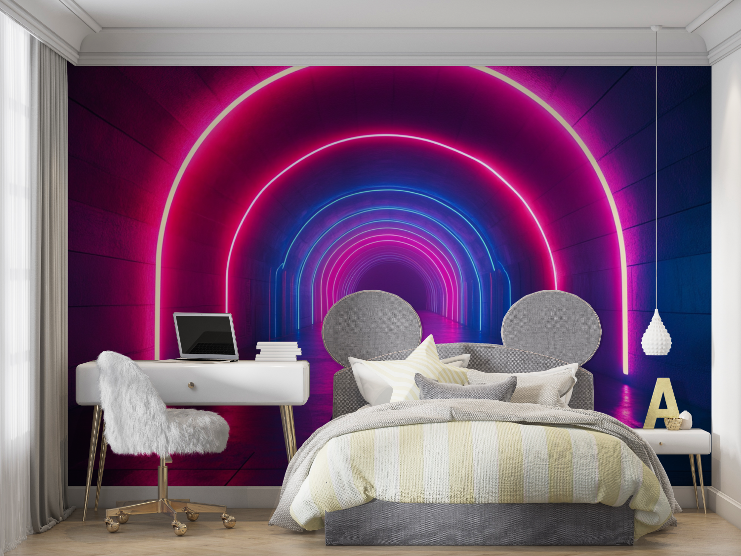Papier peint couloir futuriste mur chambre panoramique