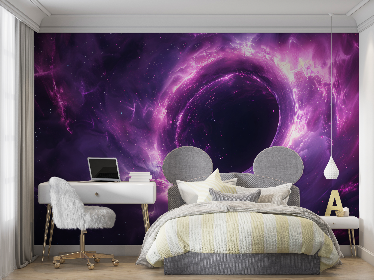Papier peint trou noir violet mur chambre panoramique
