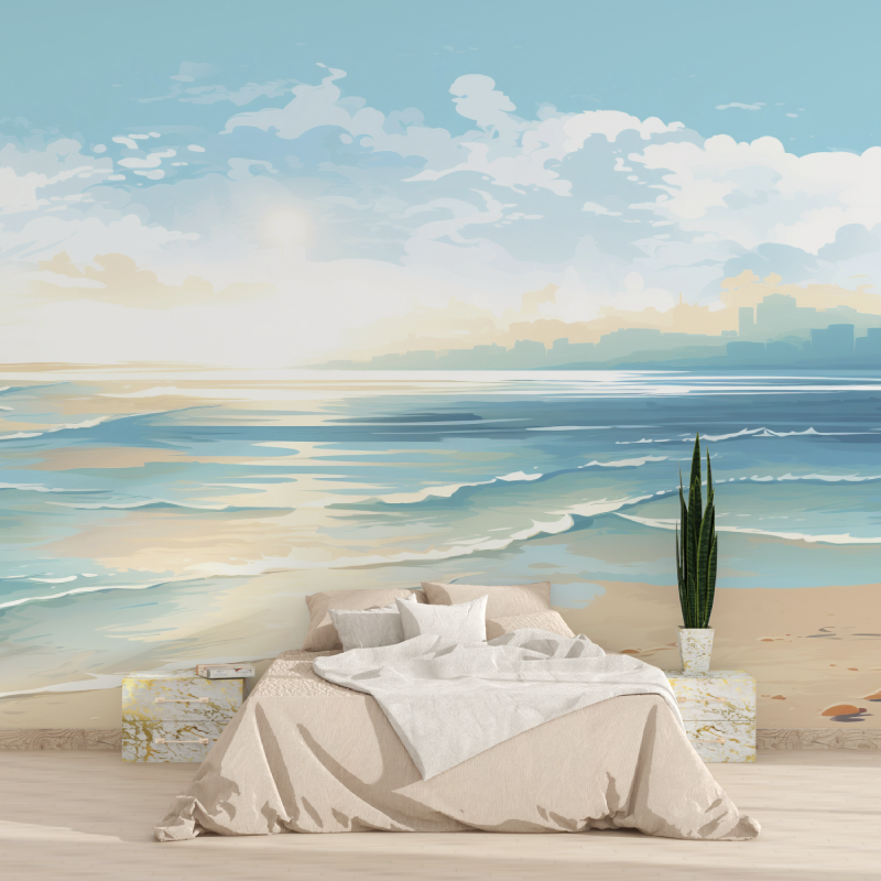 Papier peint aquarelle plage et ocean tapisserie 2025