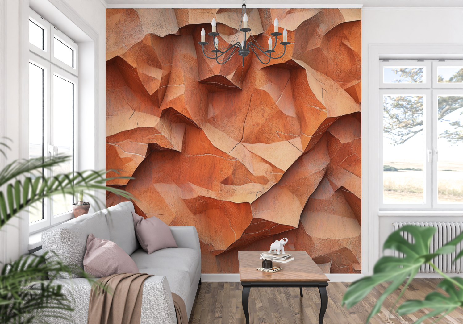 Papier peint terracotta effet p... naturelle panoramique mur