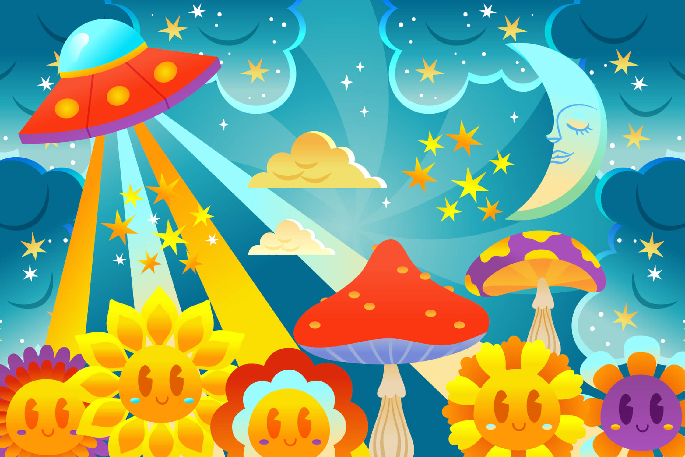 Papier Peint Espace Multicolore