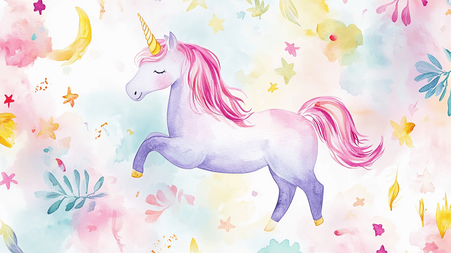 Papier Peint Déco Licorne Blanc Féérique Blanche