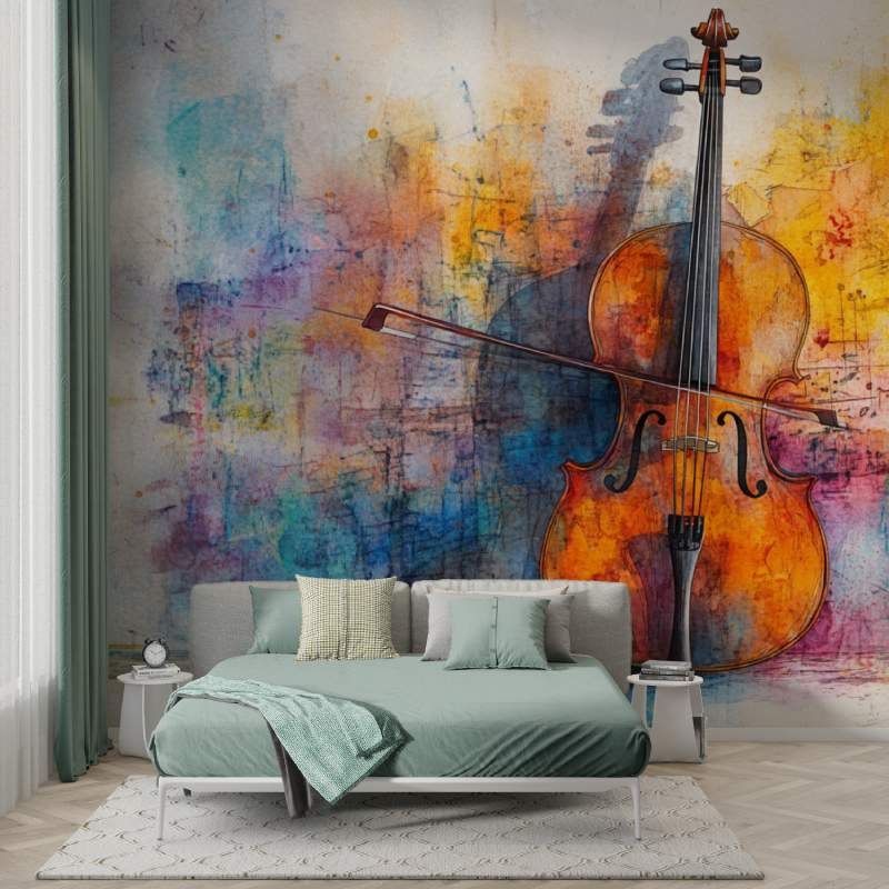 Papier peint violon colore garcon123
