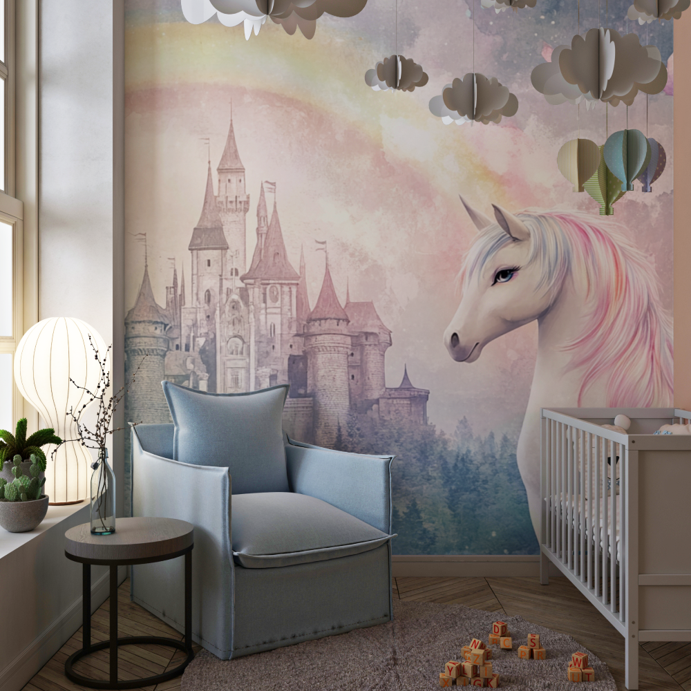 Papier peint chambre petite fil...c en ciel chambre de fille