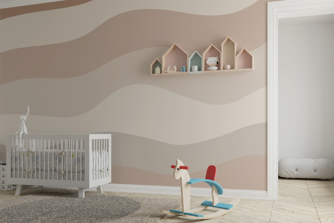 Papier peint bébé Vagues marron - chabre bébé