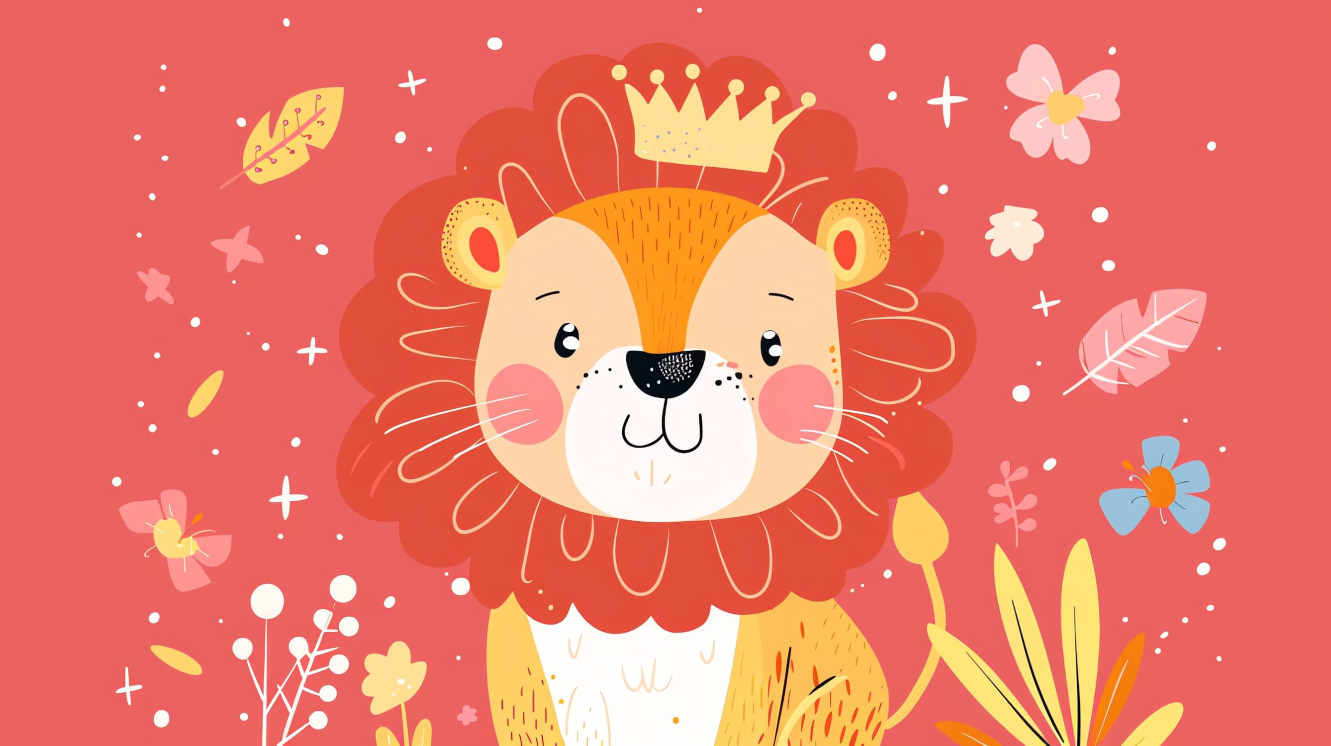 Papier Peint Lion Bébé Rouge
