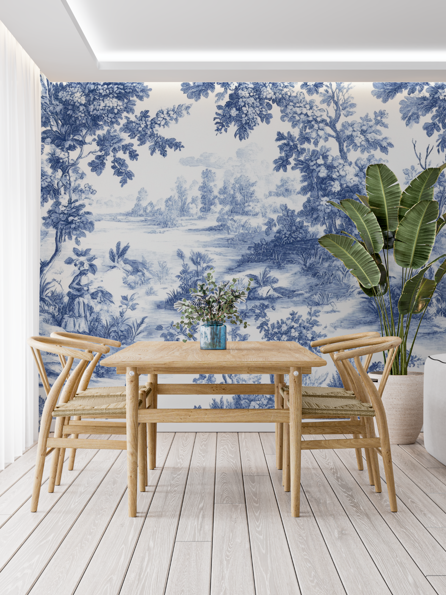 Papier Peint Toile Jouy Panoramique - trompe l'oeil