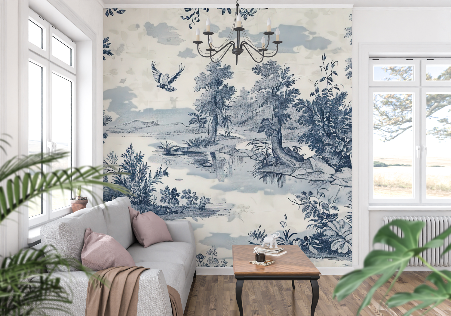 Papier Peint Toile De Jouy Pour Chambre - francais