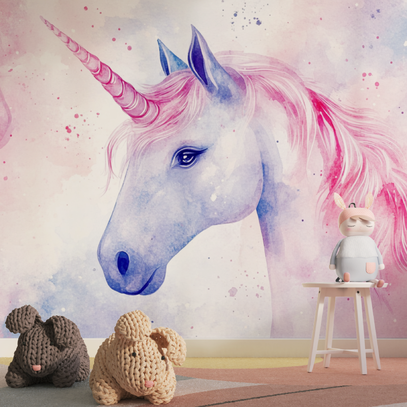 Papier peint rouleau licorne finesse tapisserie pour fille