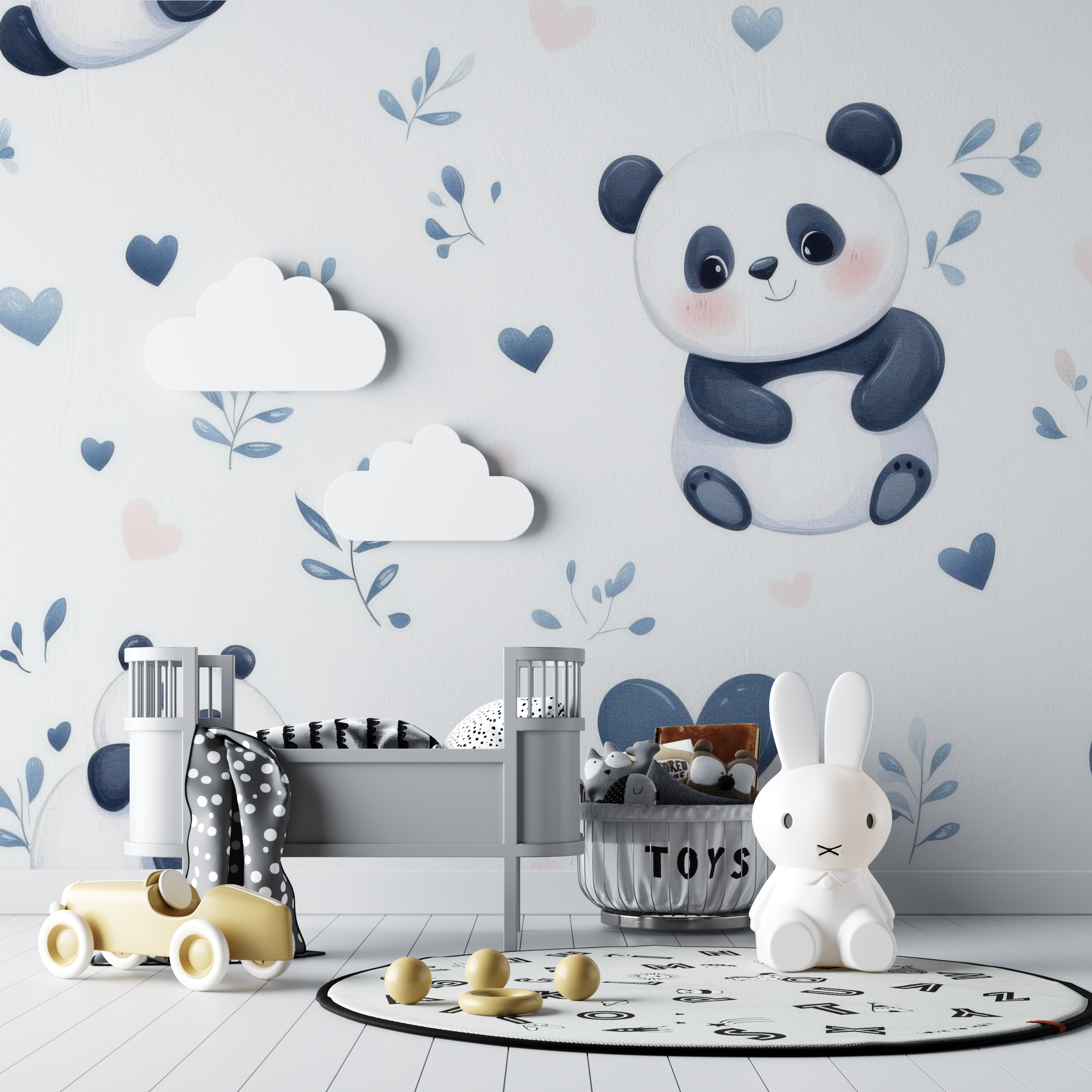 Papier peint panda mignon bebe tipi