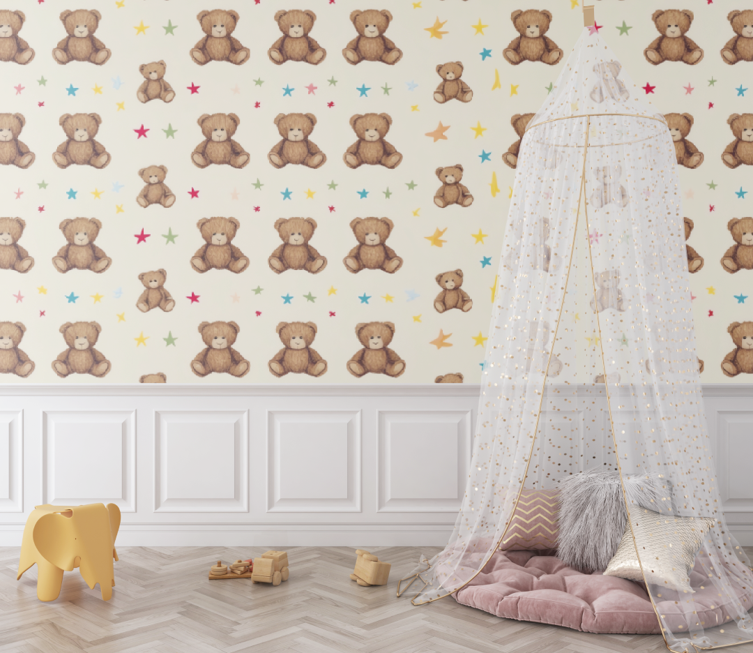 Papier peint bébé petit ours - chambre bébé