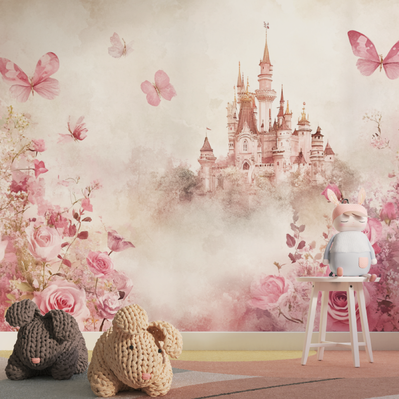 Papier peint princesse chateau ...eurs tapisserie pour fille