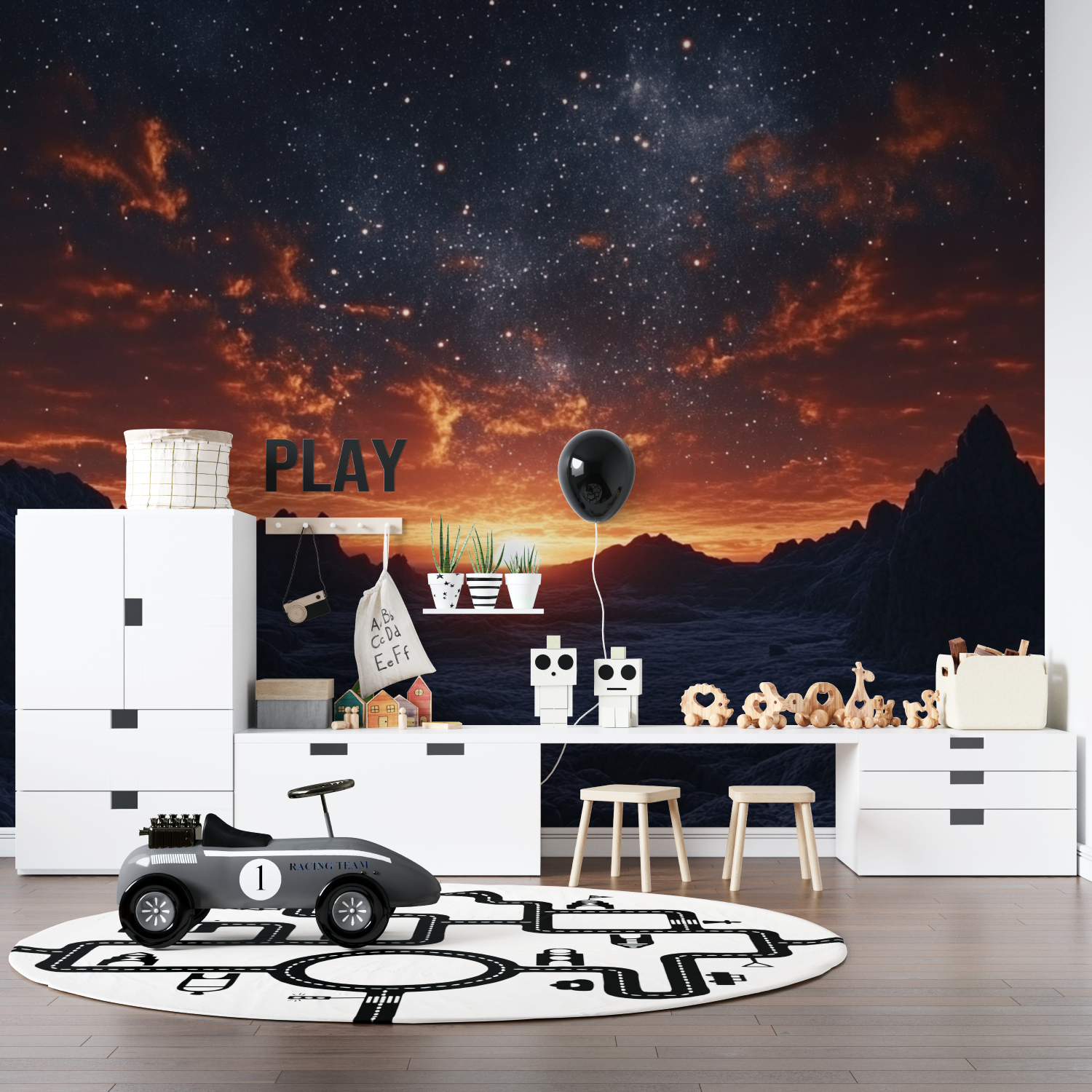Papier peint coucher de soleil sur mars pano anime