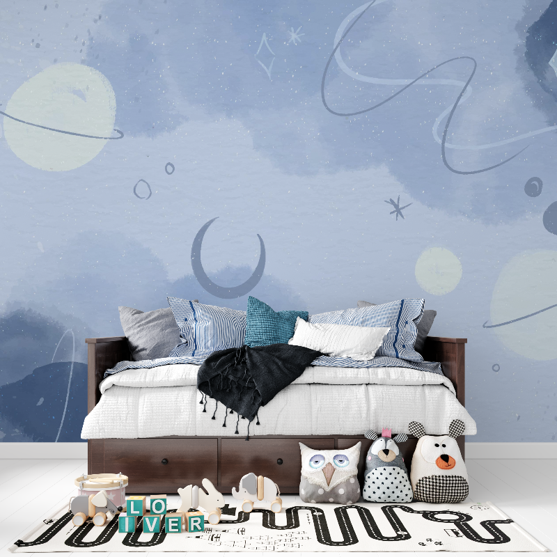 Papier peint espace planete enfant panoramique garcon