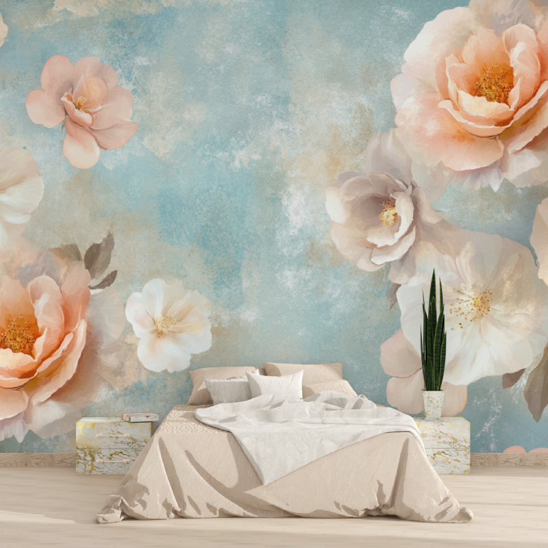 Papier peint aquarelle fleurs s...ec texture tapisserie 2025